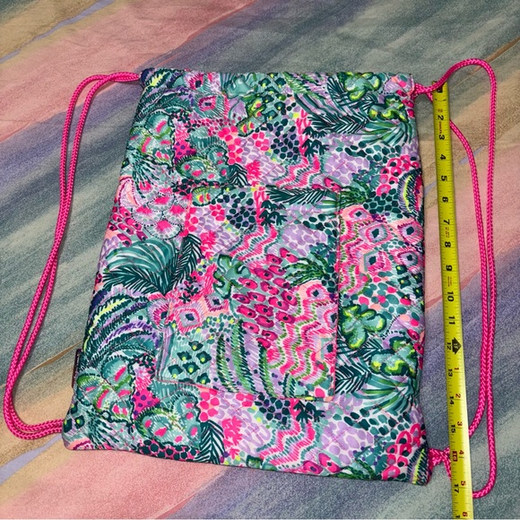 Lilly Pulitzer Pink and Green Drawstring Backpack - Picture 7 of 8
